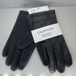 Calvin Klein black leather gloves (L) mens